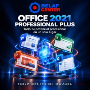 Office 2021 Profesional Plus, con logo de belaf center