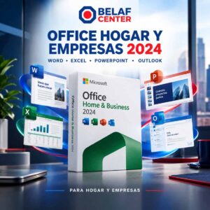 Office hogar y empresas 2024, caja con logo de belaf center