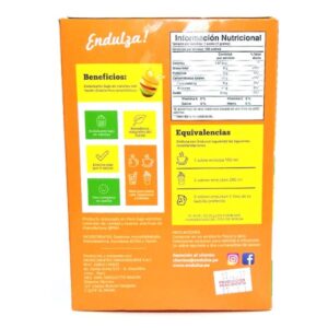 Endulzante de yacón presentación en caja parte posterior