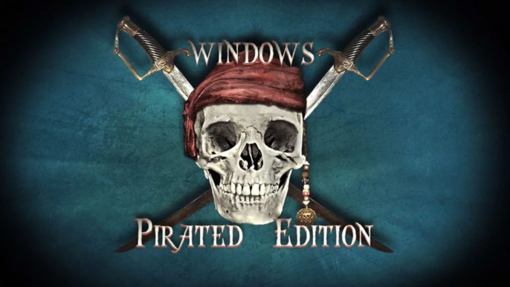 Riesgos de usar windows pirata, espadas cruzadas y calavera.