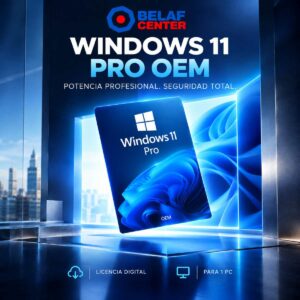 Windows 11 pro oem, caja con logo de belaf center