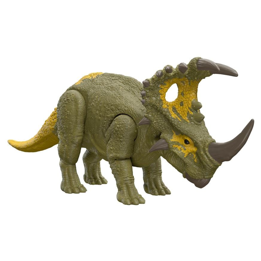 Dinosaurio Sinoceratops, ruge y ataca Dinosaurio sinoceratops, de perfil