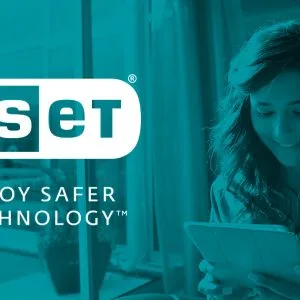 Antivirus ESET NOD32, chica con mensaje